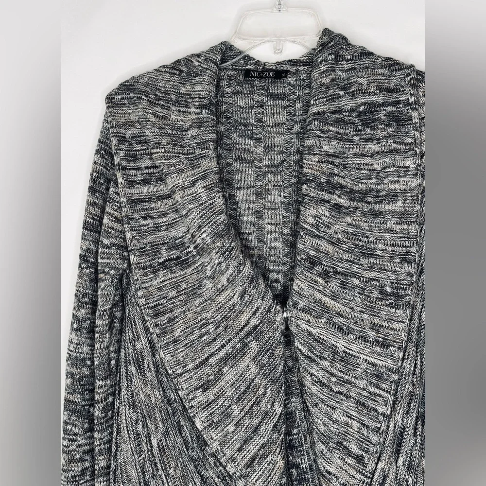 Nic+Zoe Marled Gray Chunky Oversized Cardigan Shawl Neck